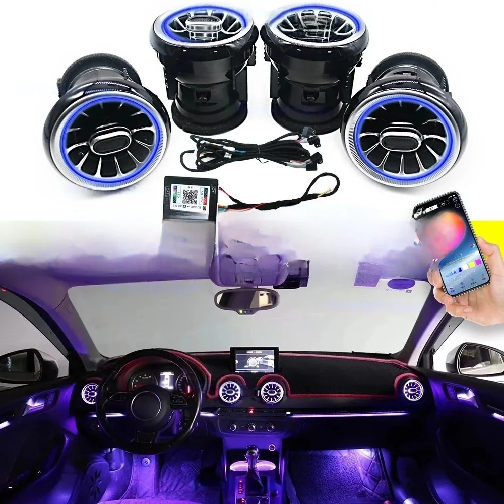 Évents d'air LED 256 couleurs pour Audi A3 S3 RS3 8V 8Y 8P 2004 – 2020, lumière ambiante pour tableau de bord de voiture, buse de sortie de climatiseur, Refit