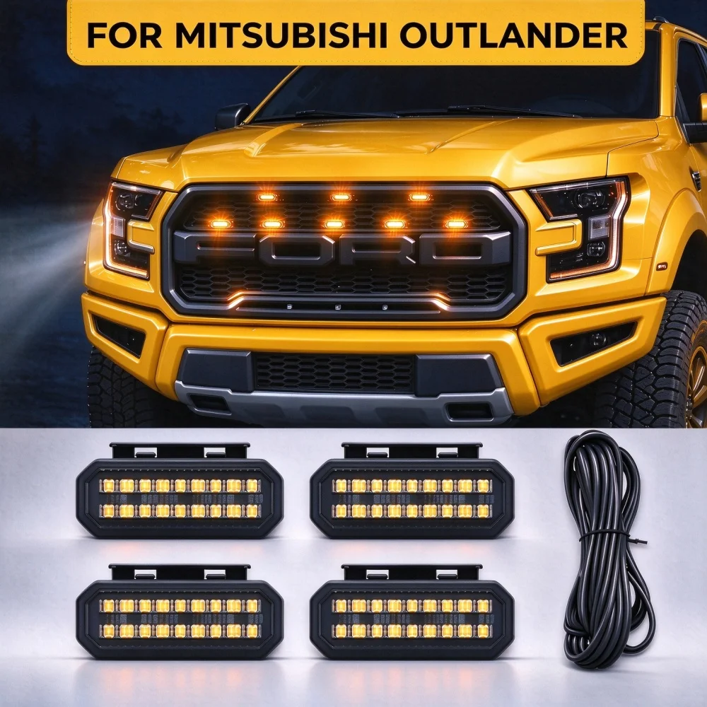 三菱-アウトランダー用-led-車用ライト、フロントグリル-led-ライト、安全警告灯、配線、車用アクセサリー、led-方向指示灯