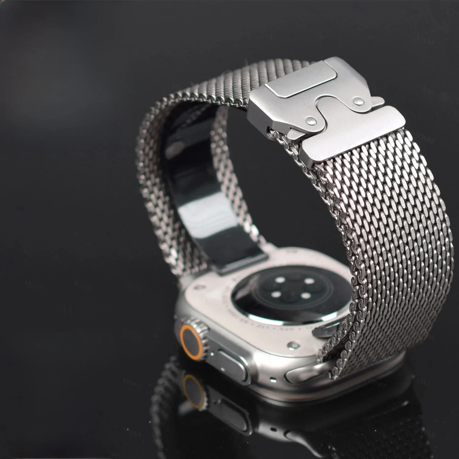 Bracelet à boucle milanaise en titane officiel pour bracelets de montre Apple Ultra 3 2 49mm série 11 10 9 8 SE 6 5 Bracelet de style parachute