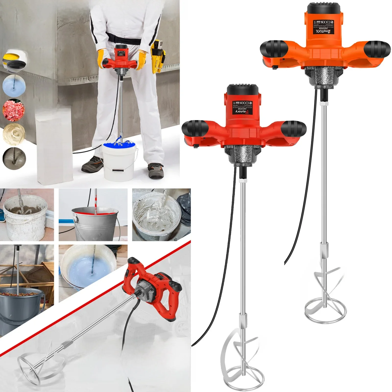 DayPlus 2600W Handheld Betonmixer Machine Paddle Mixer Verstelbare 6 Speed Roerder Elektrische Mix Roergereedschap M14 Mengstaaf - afbeelding 2