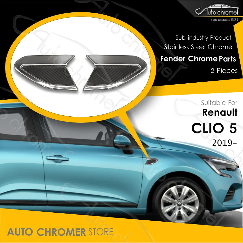 For Renault Clio 5 V Fender Chrome Accessories 2 Pieces, Aftermarket Product, Exterior, Sport External Parts, Tunning, R-S