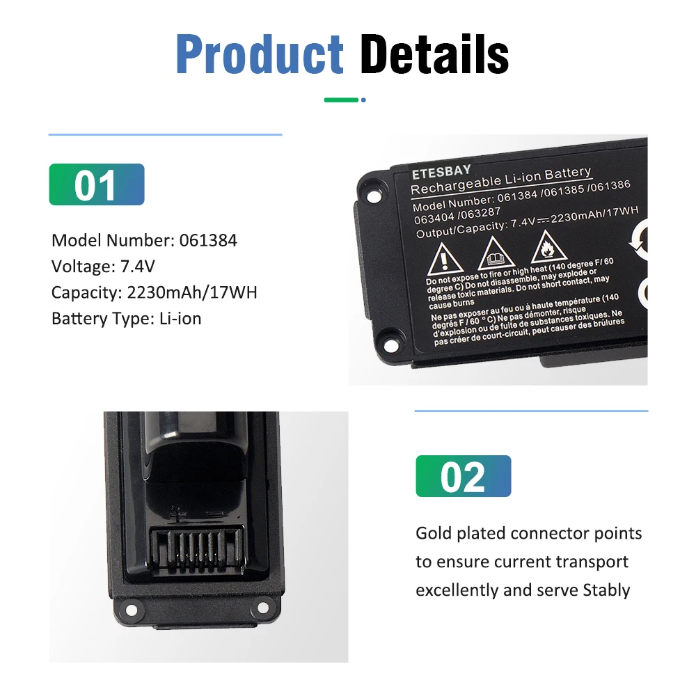 ETESBAY-충전식 배터리, 보스 사운드링크 미니 I 용, 061384 063404 061385 061386 063287 2230mAh, 블루투스 스피커 7.4V
