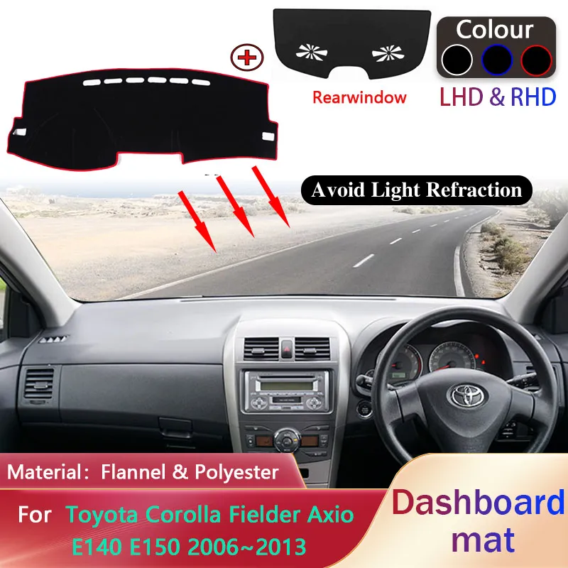 

Коврик для приборной панели для Toyota Corolla Fielder Axio E140 E150 2006 ~ 2013,2007 2008 2009 2010 2011 2012 коврик для задней подкладки, солнцезащитный коврик, коврик для приборной панели, аксессуары для коврика