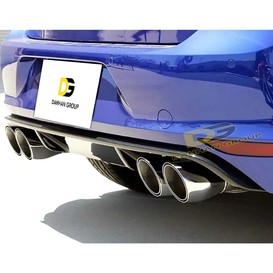 V.W Golf MK7 2012 - 2020 R Style Rear Diffuser Spoiler Left + Right Double Exhaust Outputs Piano Gloss Black Plastic Golf R Kit