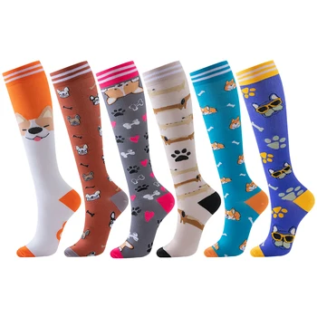 6 paires de chaussettes de Compression pour chien, chaussettes de Compression pour infirmière, Sport Animal, dames, femmes, course à pied