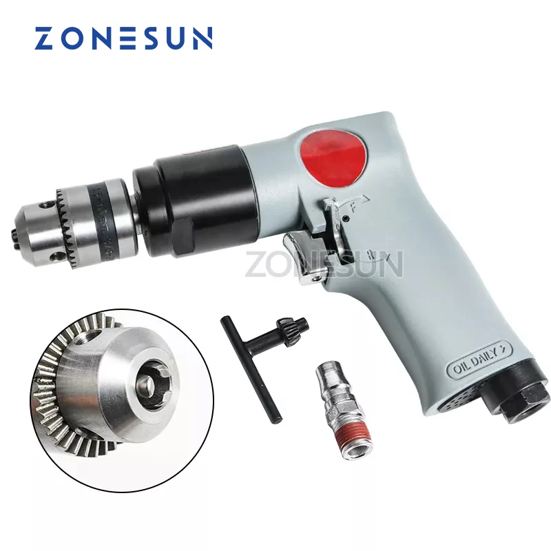 

ZONESUN RP7101 3/8" Reversible Pneumatic Power Drill Air Driller Tool Air Drilling Tool wind grinding tapping tool