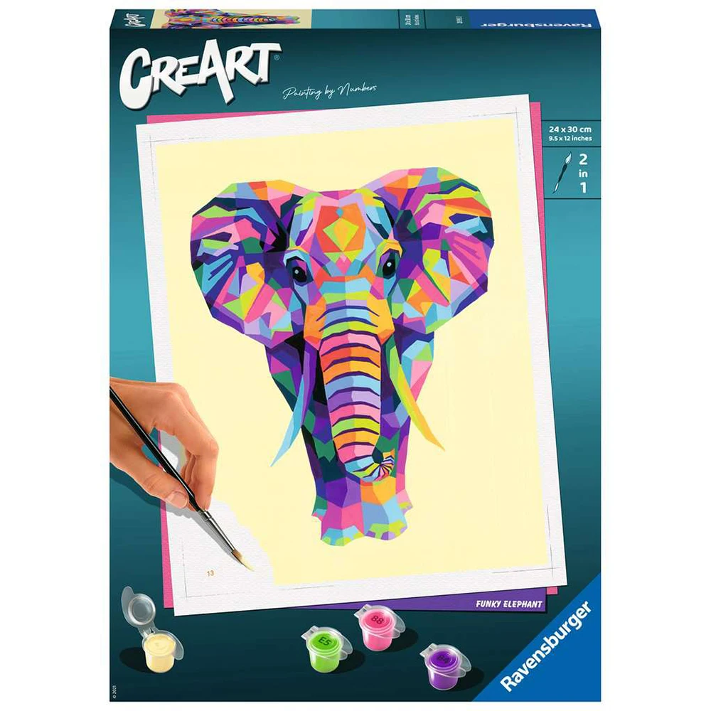 RAVENSBURGER CREART FUNKY ELEPHANT PAINTING KIT, 28995, original, toys, boys, girls, gifts, collector, store, new, games, family, puzzle