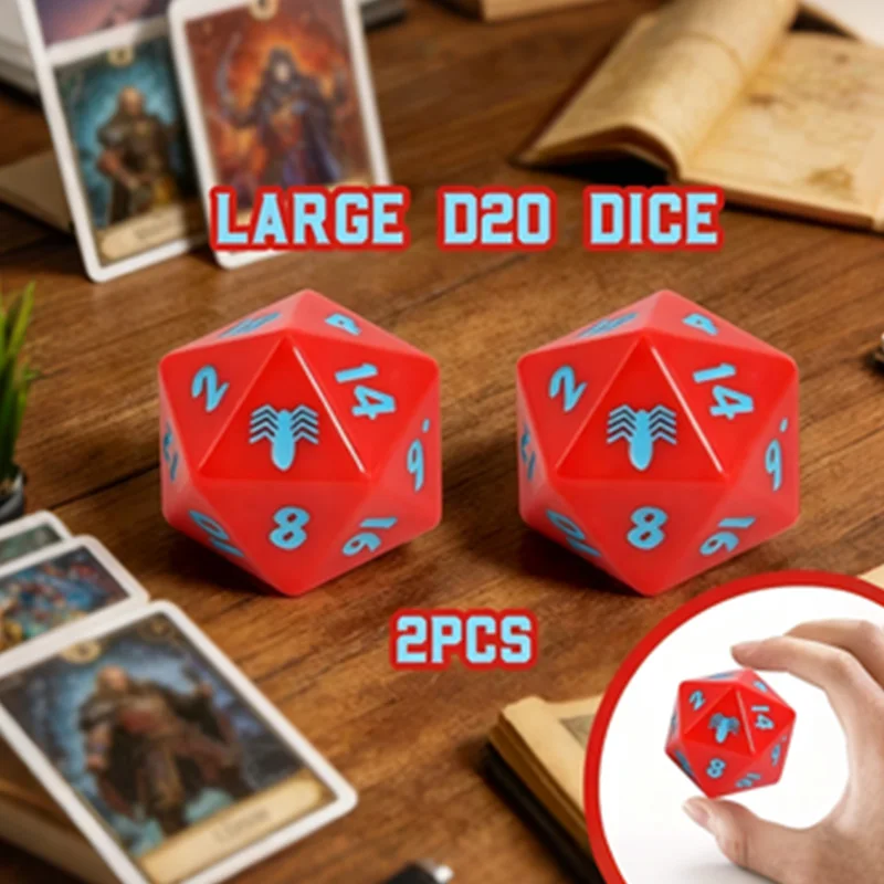 2pcs Red Spider D20 Dice Are Compatible Table Role-Playing Game Accessories, Gamers' Giftsupplies Gift for Adults Family