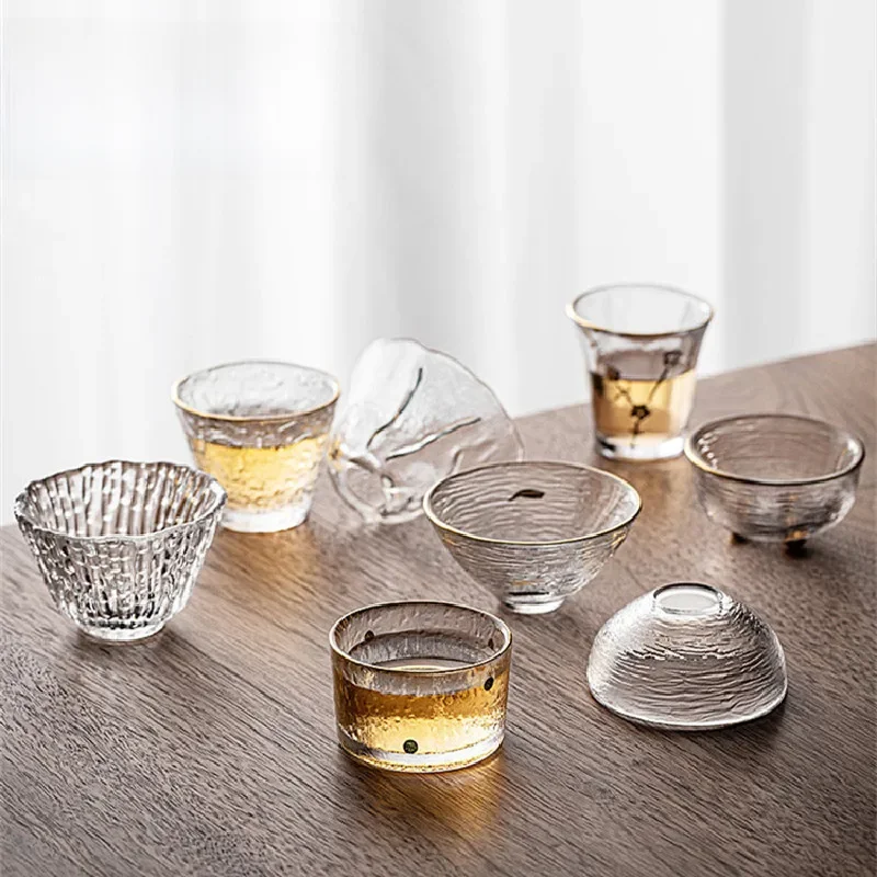 Tasse à thé de Style japonais en verre martelé, petite tasse de thé de maître créative résistante à la chaleur, tasse à thé de bureau transparente Kung Fu faite à la main
