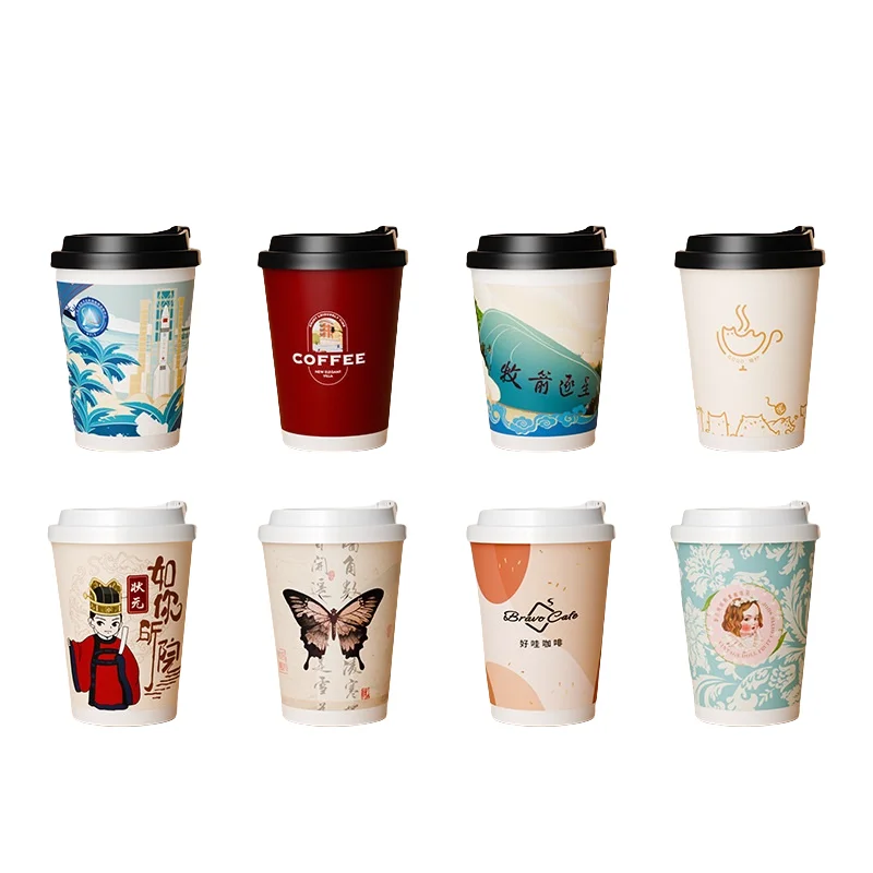 Environmentally friendly coffee set takeaway coffee cup carrier packaging coffee takeaway paper bag with handles wj10