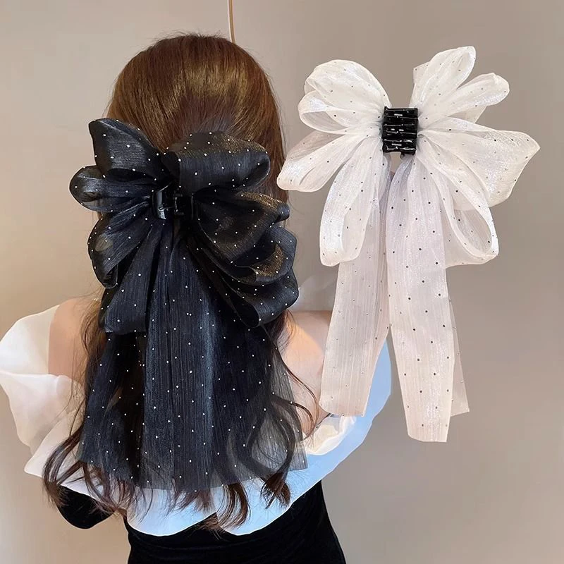 Fashion Large Bow Hair Claw Clip Super Fairy Temperament Headdress Women Hair Clip Sweet Hair Accessories