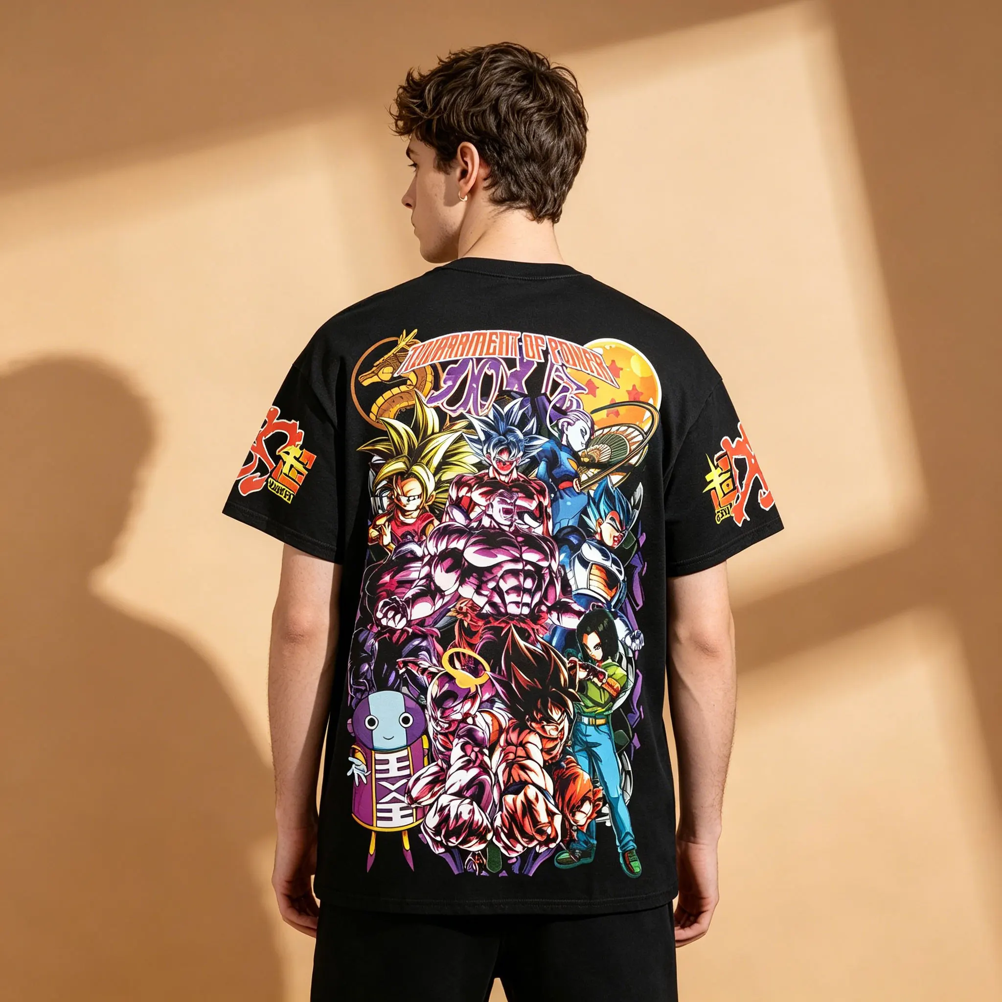 2026 Men's Super Dragon Ball Character Print, Breathable AnimeStreet WearRound Neck Casual Short Sleeved T-shirt