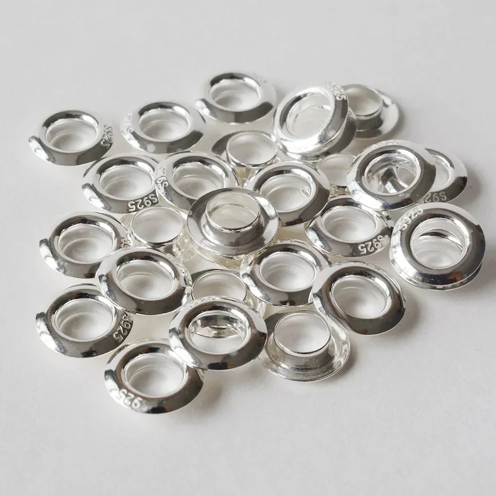 Ösennieten aus 925er-Sterlingsilber für Perlen mit großen Löchern, Schmuck-DIY-Silberzubehör/-komponenten