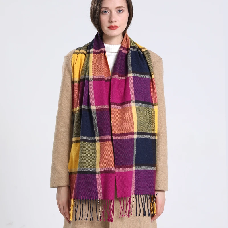 2022 Unisex Winter Plaid Warm Scarf Men Cashmere Shawl and Wraps Pashmina Neckerchief Bufanda Female Tessel Echarpe New