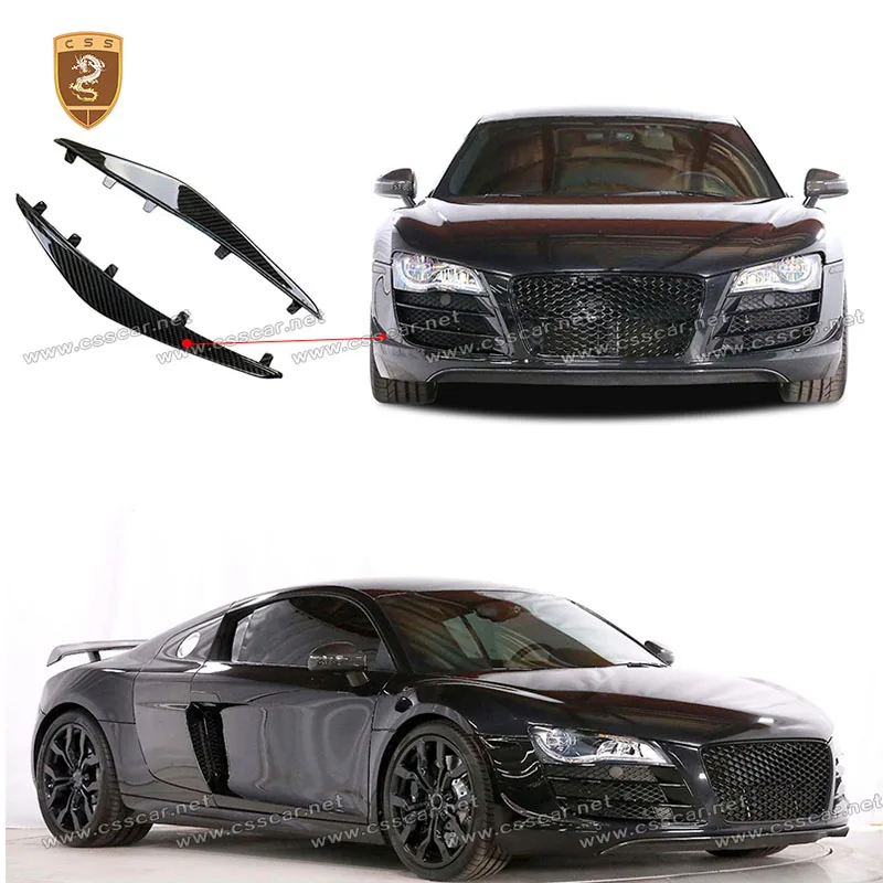 

For Audi R8 2008 2009 2010 - 2015 Car Front Bumper Side Canard Splitter Spoiler Carbon Fiber Blade Trim Light Eyebrow Trim Cover