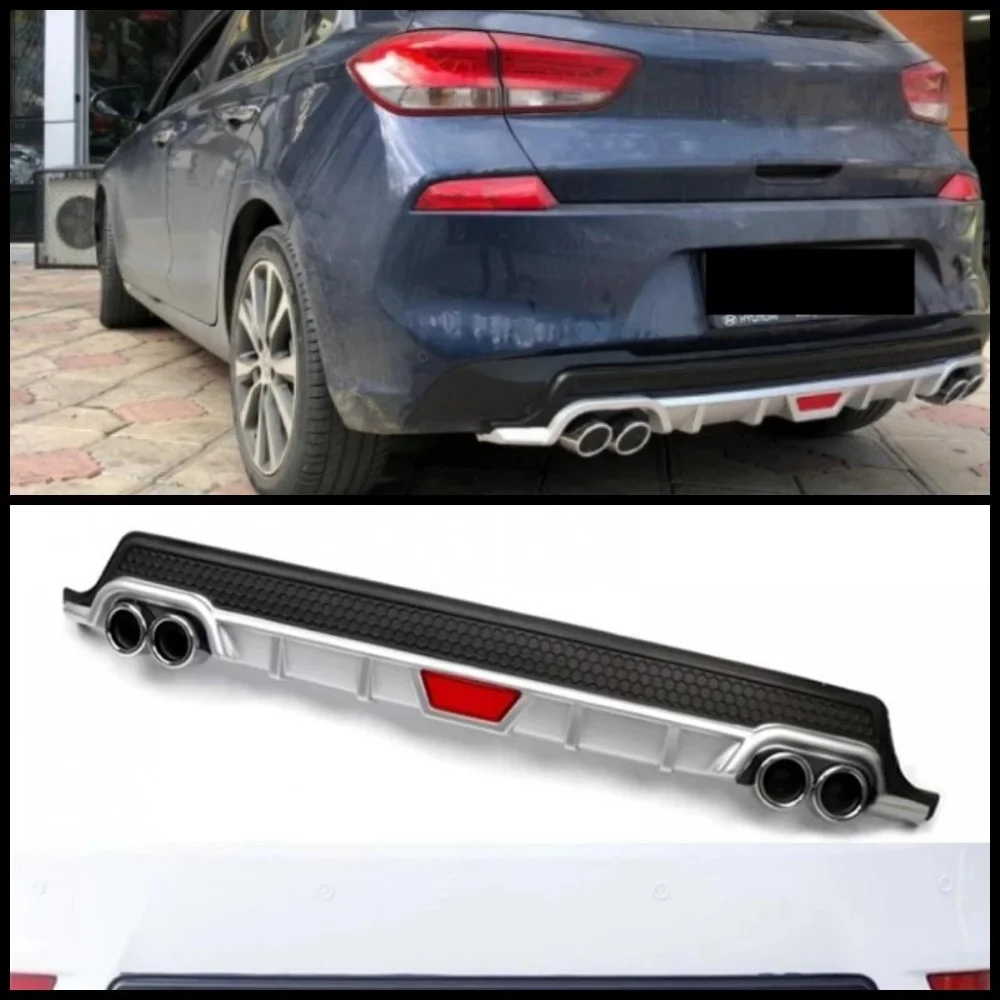 For Hyundai i30 2017-2021 Car Rear Bumper Diffuser Black ABS Plastic Car Styling Spoiler Deflector Body Kit Splitter Lip