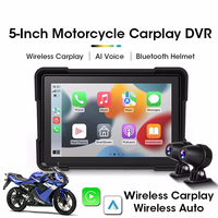 Motorcycle 5 Inch DVR wearable Carplay & Android Auto IPX7 Front Rear Camera Bluetooth Helmet Navigation Display Screen Portable