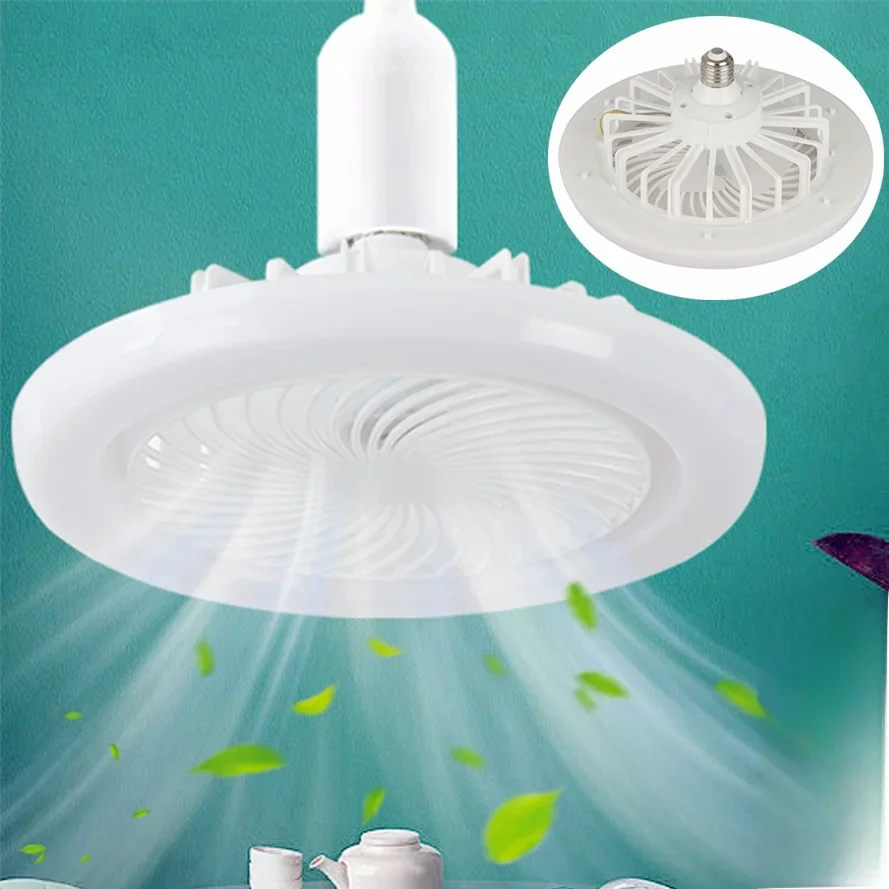 Ventilateur de Plafond avec Lampe d'Éclairage, Base de Convertisseur, avec Télécommande, pour Chambre à Coucher, Salon, Silencieux, Ac 85-265V, Éclairage Domestique, 30W