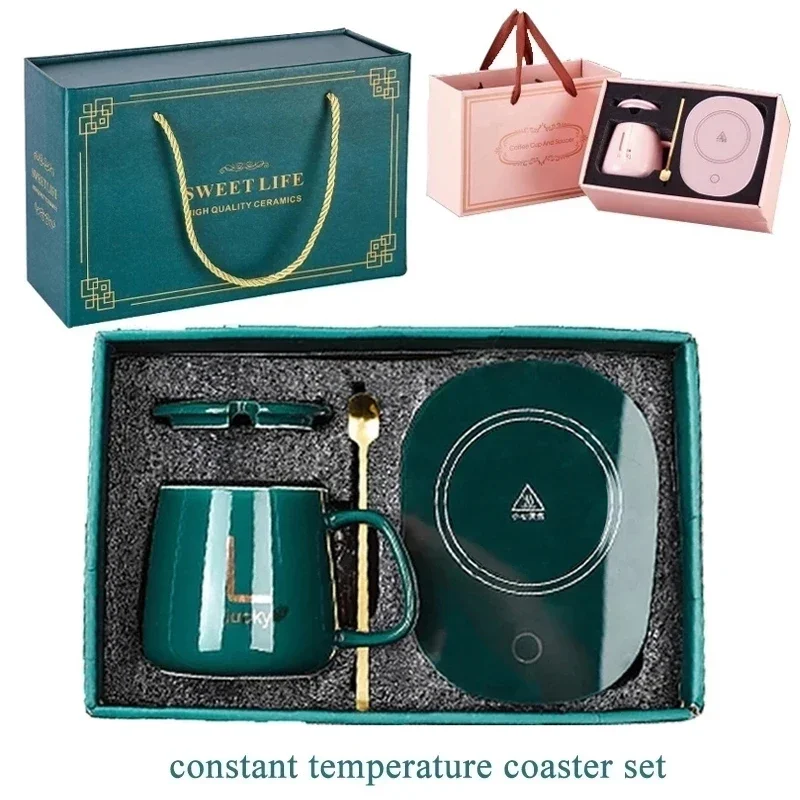 Dessous de verre chauffant à température constante pour tasse à café, coussin chauffant électrique USB, ensemble de polymères, lait, thé, eau, cadeau de bureau à domicile