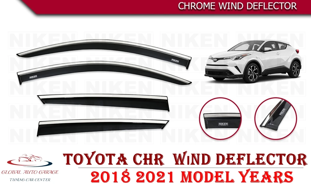 

For Toyota CHR Chrome Rain Wind Deflector 2018 2019 2020 2021 Sunshade Rain Guards Curtains Car Auto Antenna Roof Rack Sport