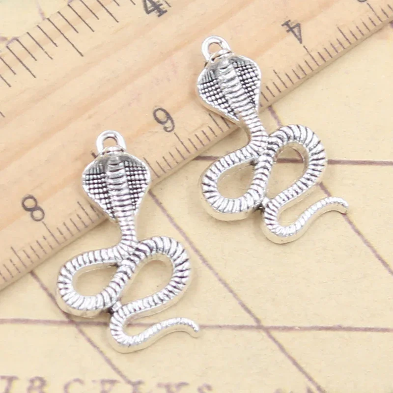 10 sztuk Charms kobra wąż 28x17mm tybetańskie srebrne wisiorki antyczna biżuteria robienia rękodzieła ręcznie robionego — zdjęcie 2