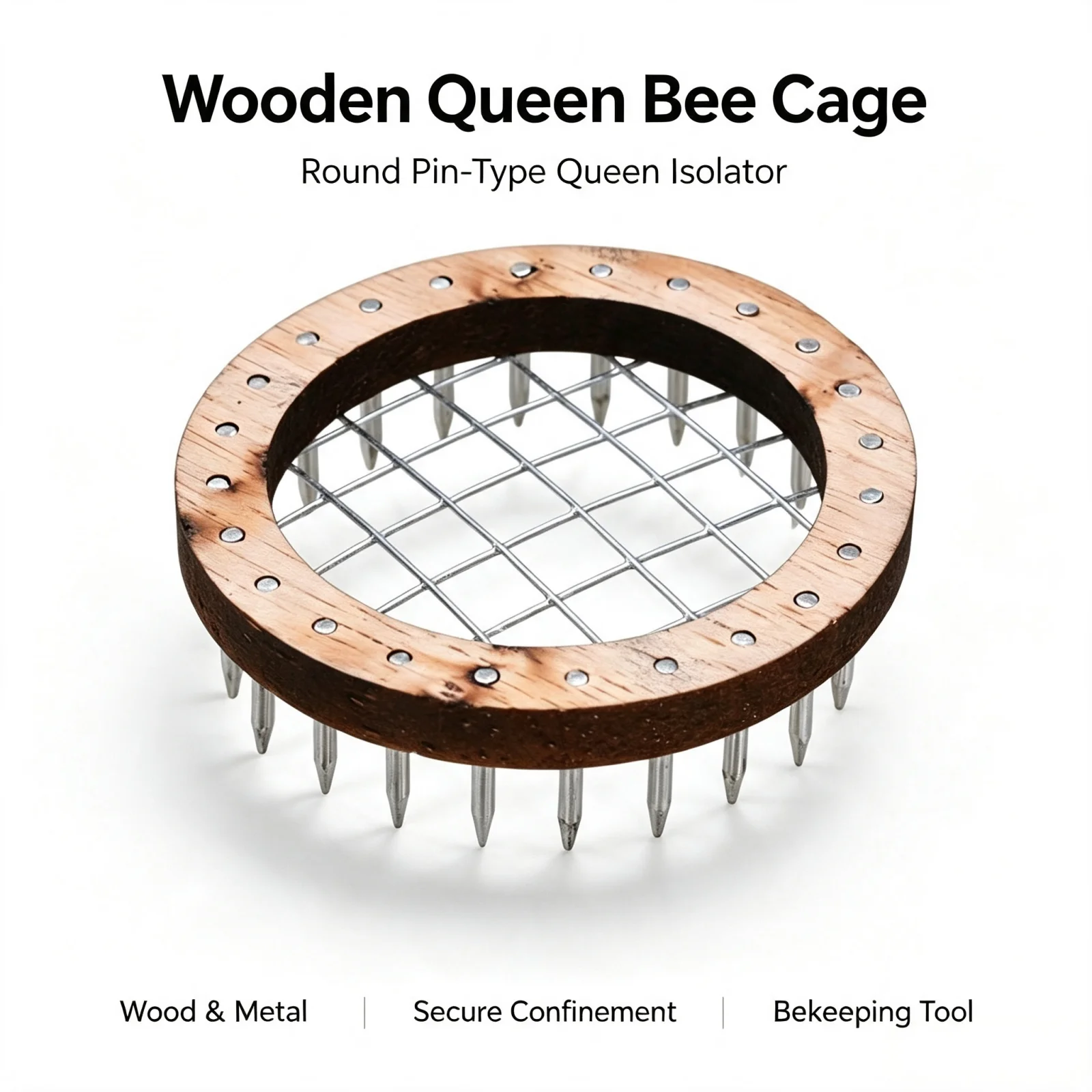 Wooden Bee Queen Cage Round Needle Type Queen Retainer Multifunctional Bee Queen Isolator For Beekeeping Equipment Accessory