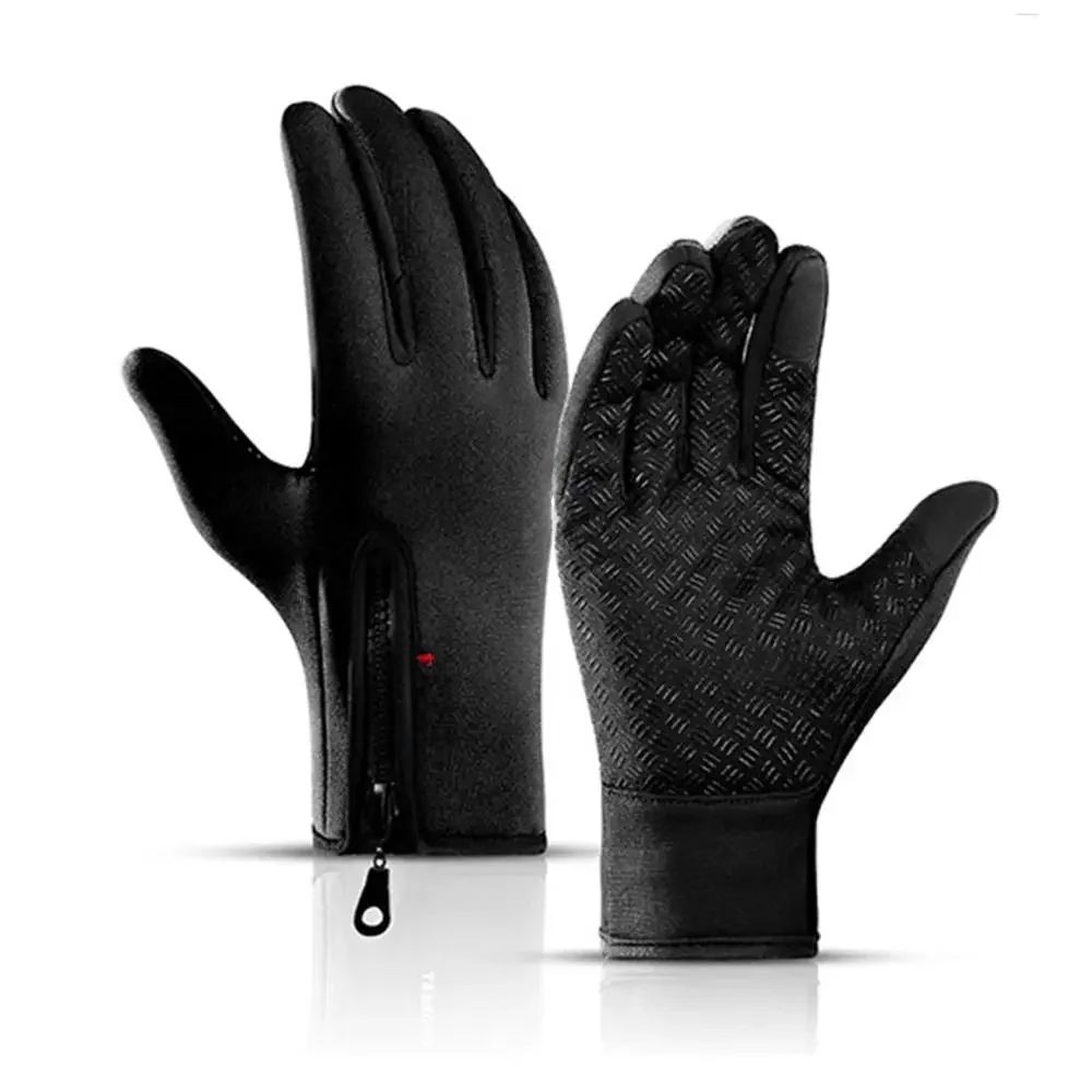 AliExpress Winter Cycling Gloves for Men Women Motorcyclist Waterproof Warm Fleece Touch Screen Gloves Zipper