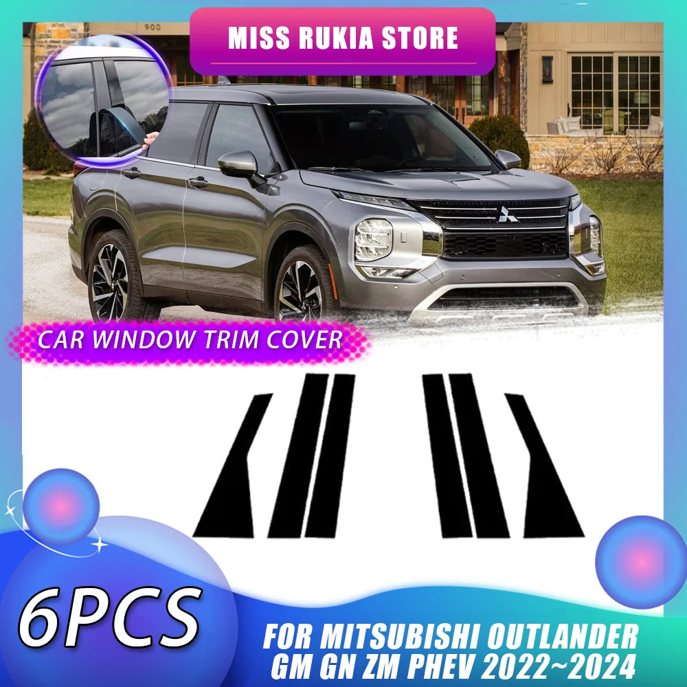 

Car Window Trim Cover for Mitsubishi Outlander GM GN ZM PHEV 2022~2024 Carbon Fiber Silver Pillar Posts Door Sticker Accessories