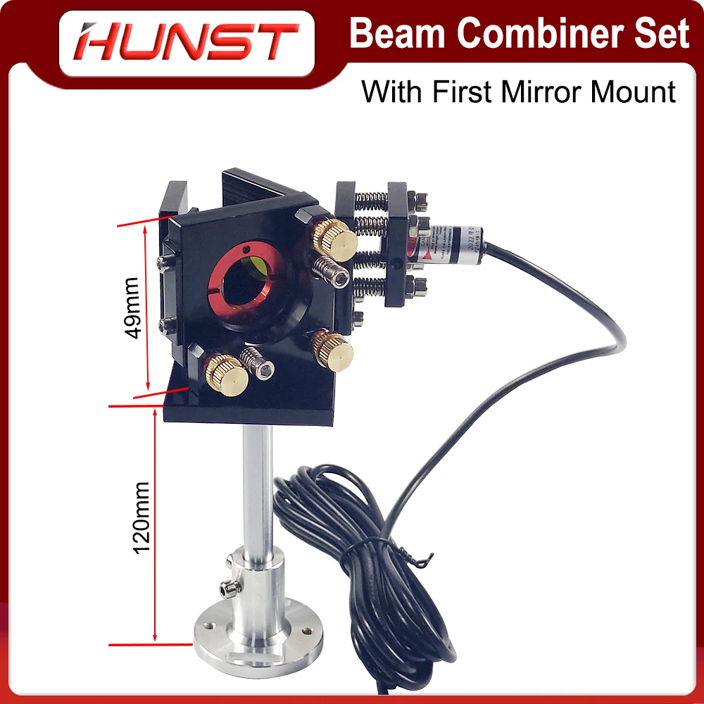 Hunst Beam Combiner Set 25Mm Laserstraal Combiner + Spiegel Mount + Laser Rode Aanwijzer Voor Co2 Lasergravure Snijmachine.