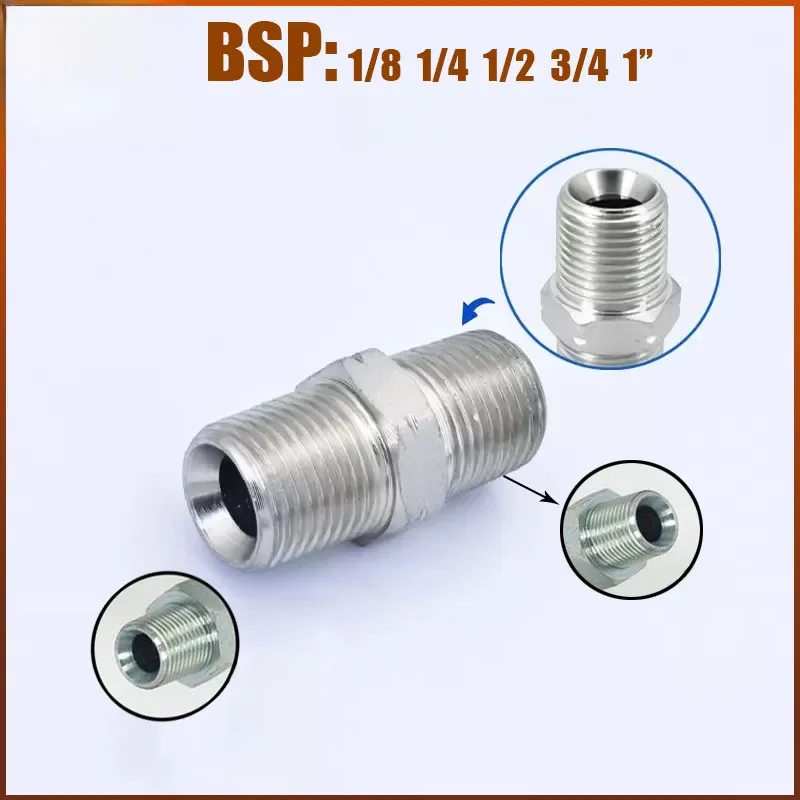 Złącze hydrauliczne typu C prosto przez gwint męski BSP 1/8 1/4 3/8 1/2 1JG 74 zewnętrzny Adapter stożkowy/brytyjski łączniki rurowe — zdjęcie 2