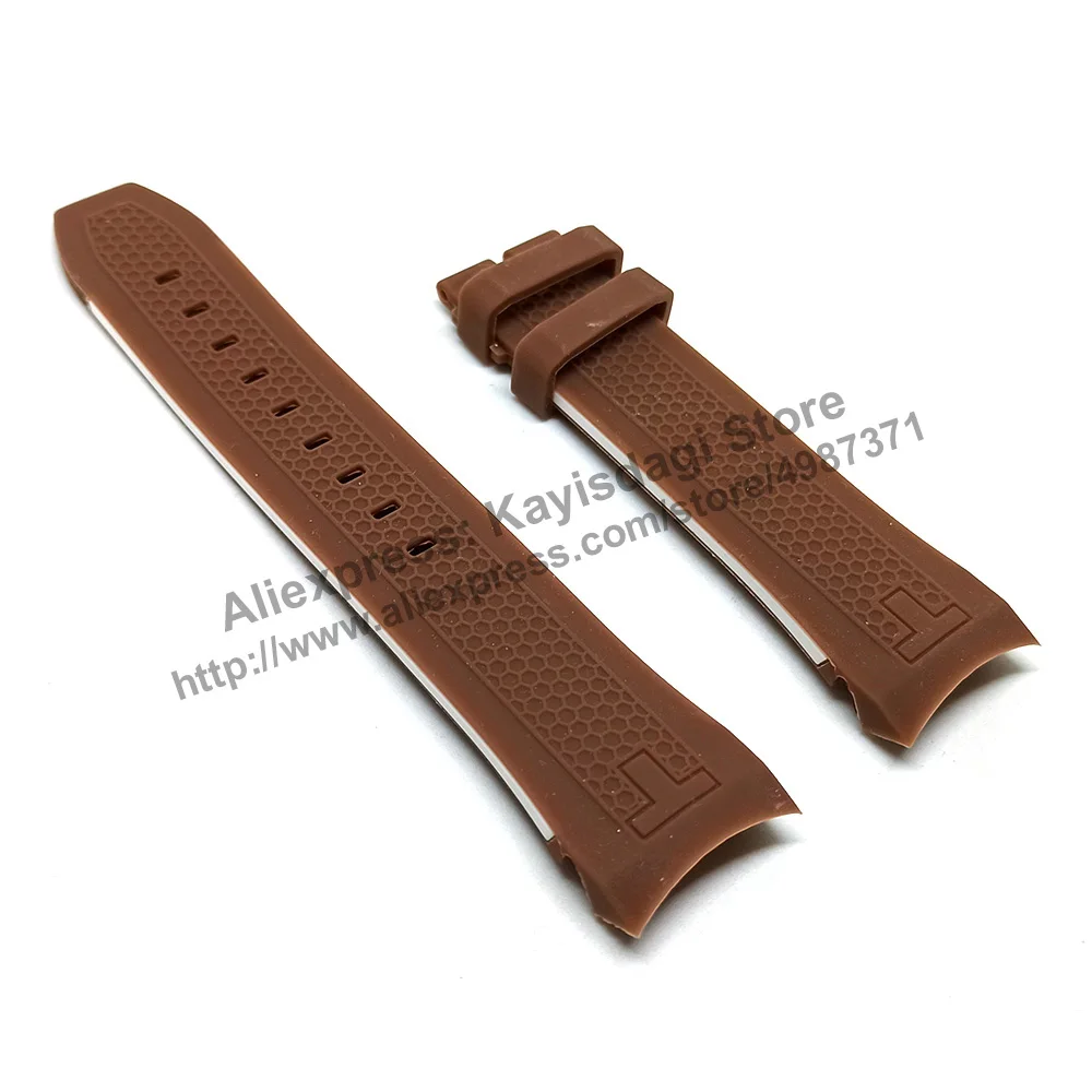 23mm Light Brown Rubber Watch Band Strap Comp. Tissot PRS 516 Extreme T079