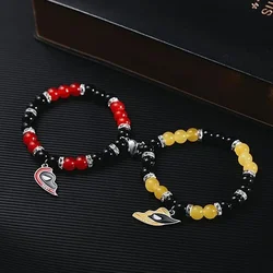 Deadpool and Wolverine Matching Bracelet Smear Split Heart Name Enamel Bead String Magnet Absorbing Bracelet Gift For Couple