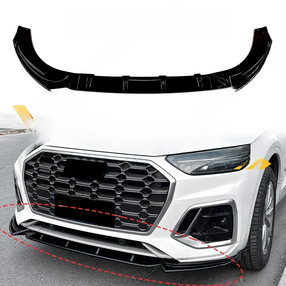 Q5 FY Przedni zderzak Spoiler samochodowy Dolny dyfuzor Splitter Body Kits Canards Trim Dla Audi Q5 FY S-line 2020 2021 2022 2023 2024 — zdjęcie 2