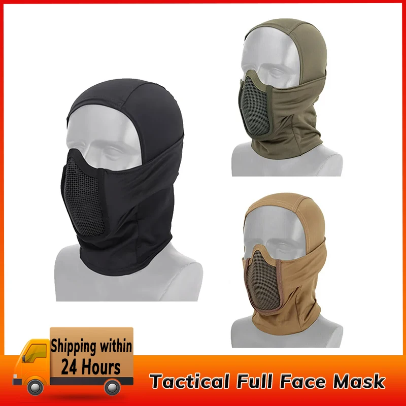 tactical full face mask para motocicleta balaclava cap exercito airsoft paintball chapelaria malha de metal caca mascara protetora upgrade novo 01