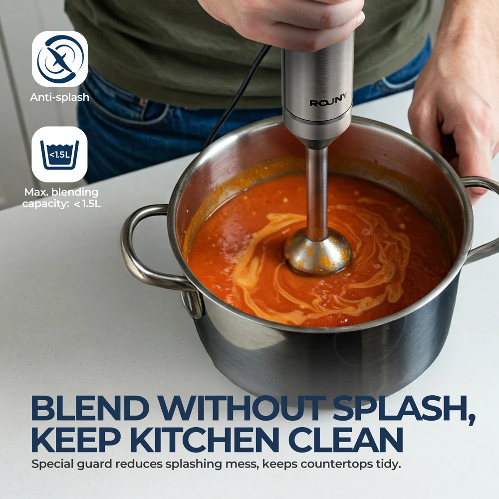 4-in-1-Handmixer 1200 W, Edelstahl-Stabmixer mit 14 Geschwindigkeiten, 700-ml-Becher und 500-ml-Zerkleinerer, Schneebesen, 0 % BPA, aufsteckbare Lagerung – Detail 7