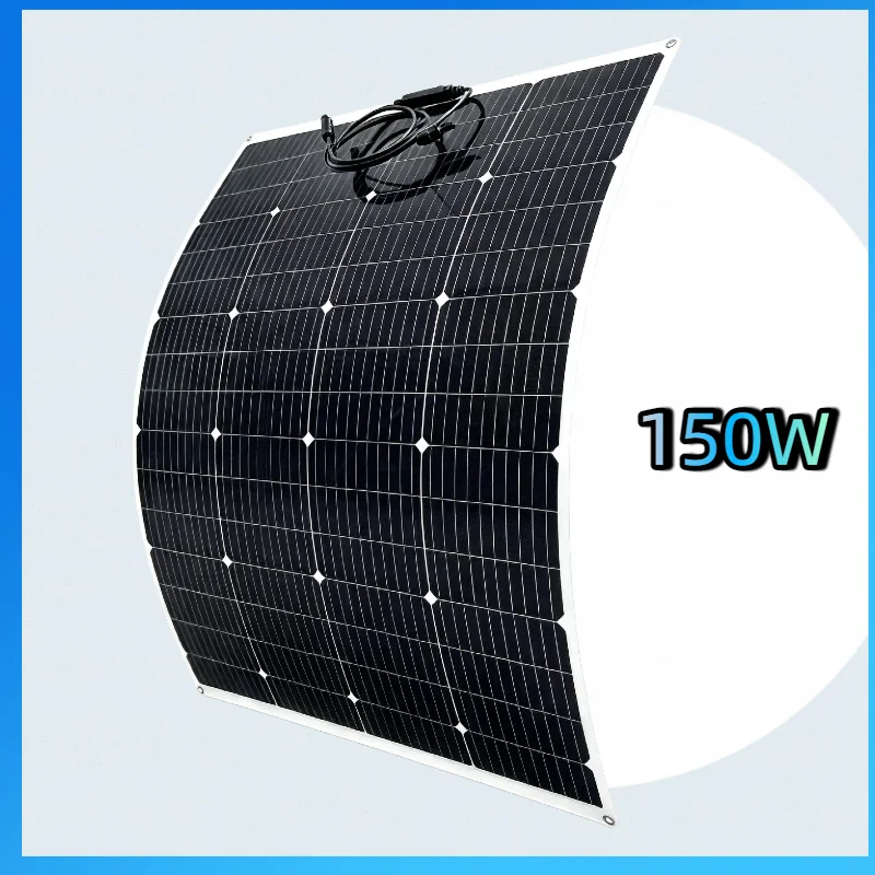 Elastyczny panel słoneczny o mocy 100 W, 150 W, 125 W, 250 W (125 W x 2 sztuki), monokrystaliczny moduł baterii do użytku w kamperach, przyczepach kempingowych, łodziach, łatwy w transporcie i
