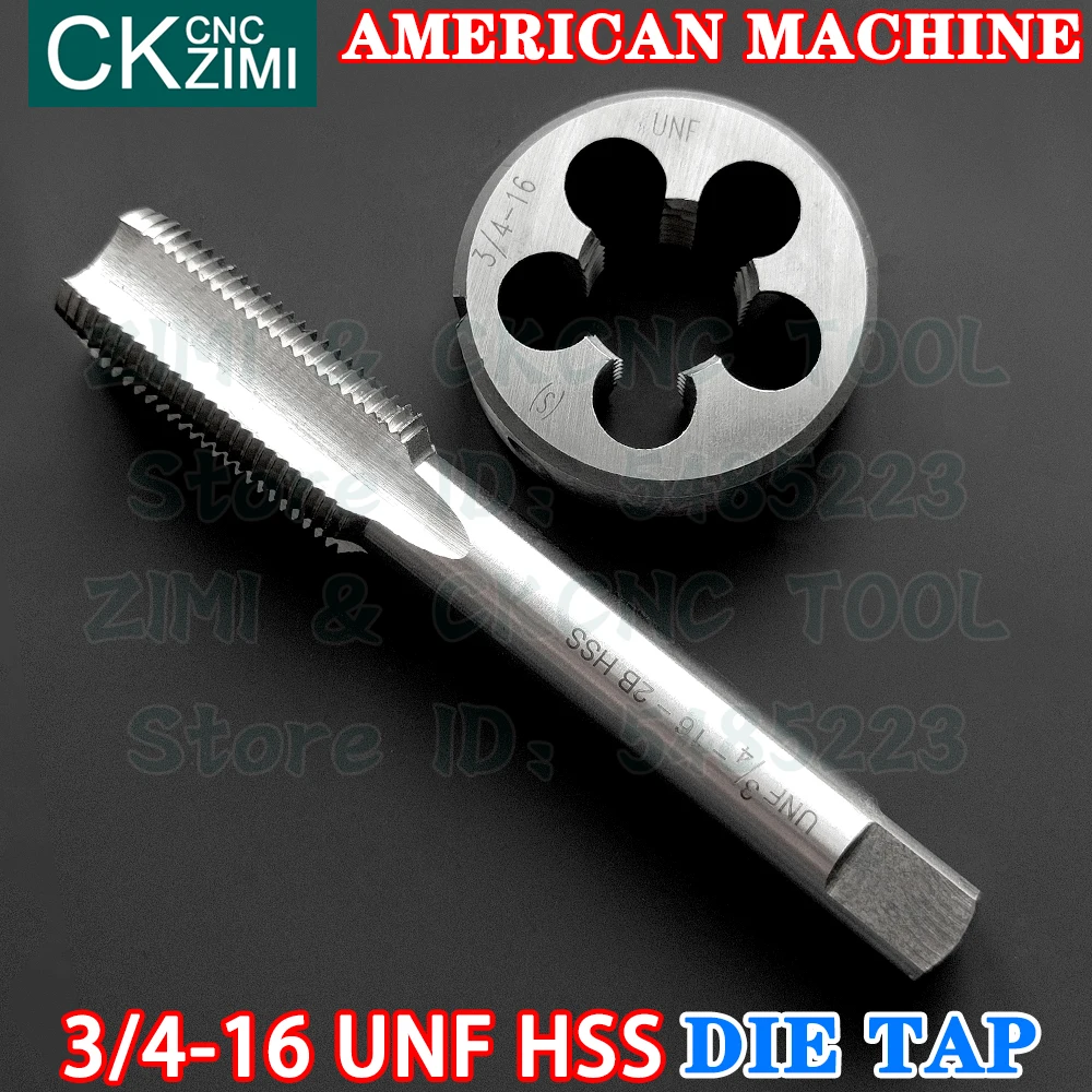 3/4-16UNF 3/4-16 UNF HSS Macho de roscar de máquina estándar americano con mango recto Taladro de roscado de alambre de acero de alta velocidad Metal de troquel redondo