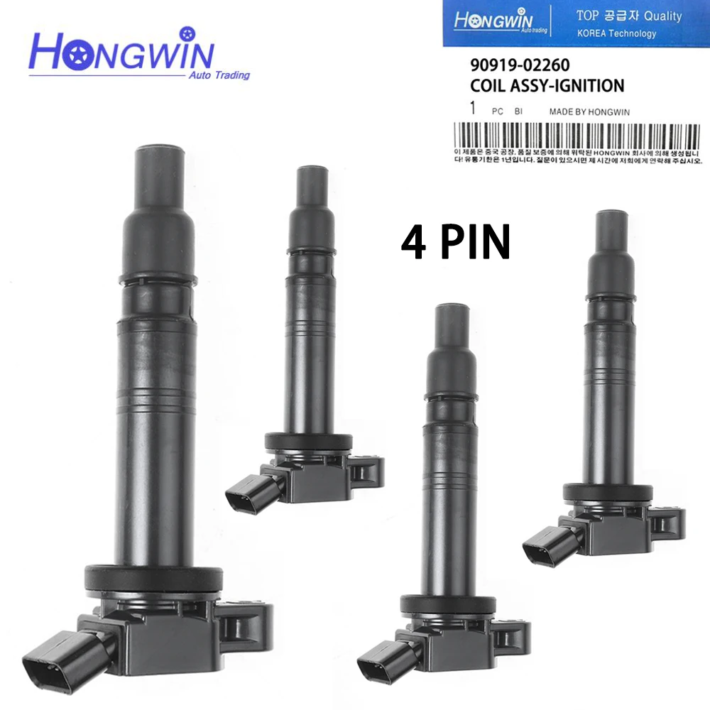 4PCS 90919-A2005 9091902250 New Ignition Coil Plug For Toyota Camry RAV4 Corolla Tundra Lexus LX570 IS300 RC300 3.5L 9091902260