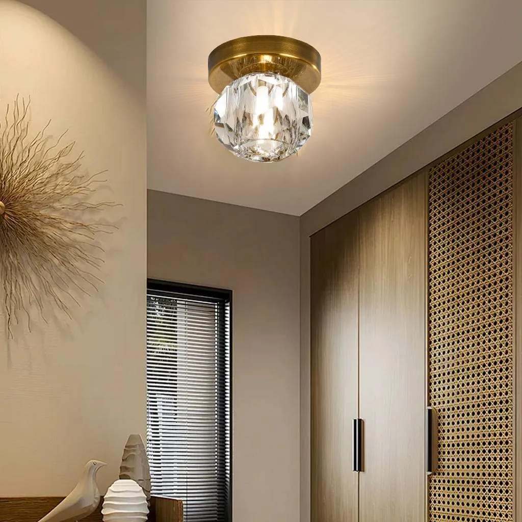

Маленький потолочный светильник, хрустальный абажур, креативный дизайн, потолочные светильники, светильники для внутреннего освещения, прихожая, балкон, проход, офисный блеск