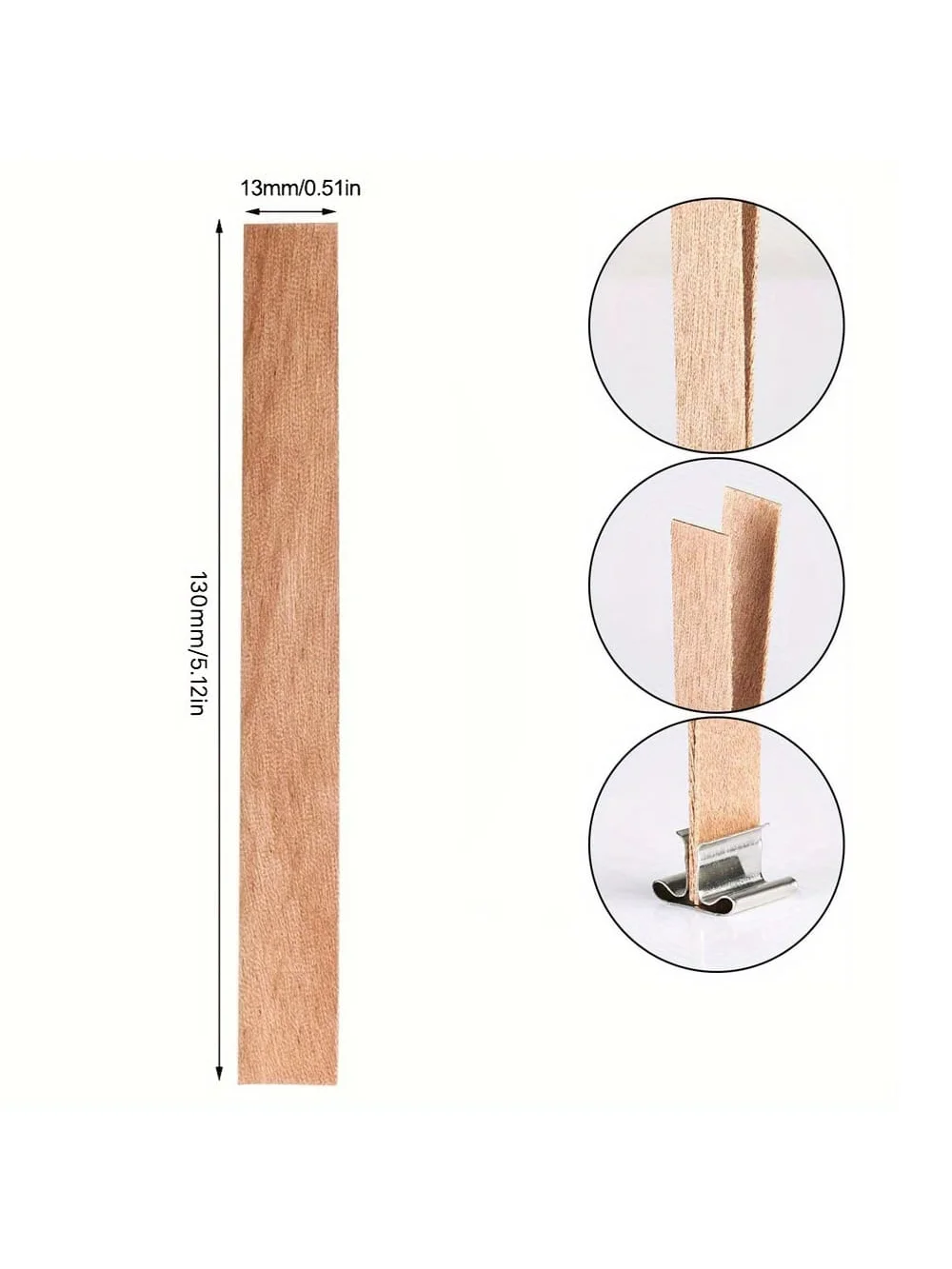 100/200 Wooden Candle Hearts - Candle Making Wick 5.1 X 0.5inch, Natural Smokeless, Wooden Candle Wick, Suitable for DIY Candle Making, Used with