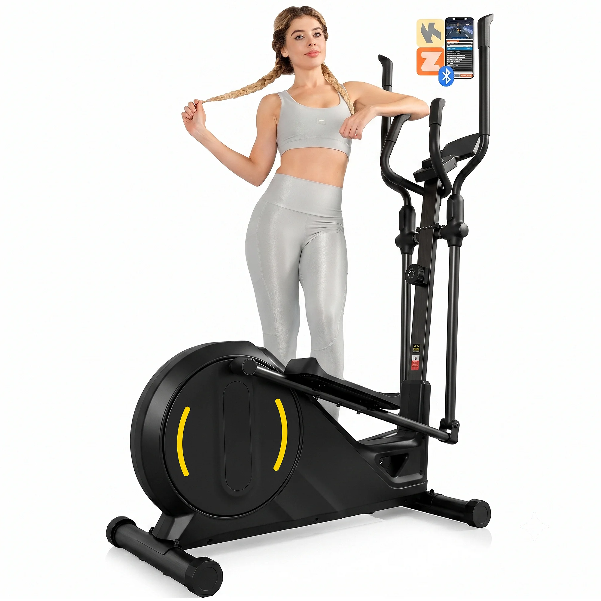 Elliptical Machine for Home,Elliptical Exercise Machine with 16 Resistance Levels,Ultra-Quiet Magnetic Drive & APP Connection,LCD Monitor,330 lbs Capacity,Elliptical Trainer for Small Spaces