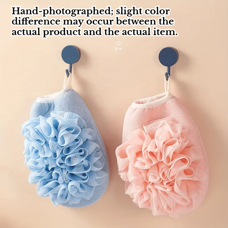 2-piece bath flower scrubbing towel, powerful dirt-removing scrub, bathing essential, household bath towel, bath gloves