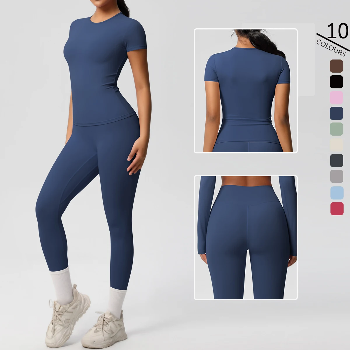 Women 2pcs Patchwork Sport Yoga Suit Sports Long Sleeved Shirts Women's Gym Exercise Shirt  Tummy Control Slimming Booty Legging
