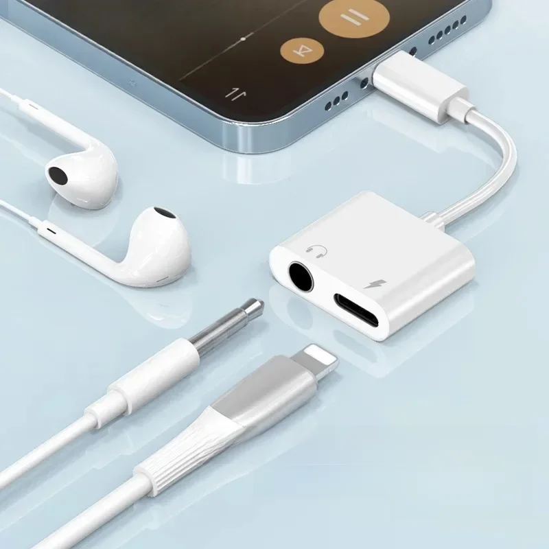 8-pinowy do 3,5 mm gniazdo słuchawkowe ładowarka rozdzielacz konwerter audio OTG adapter do iPhone 15 14 13 12 11 Pro Aux Jack słuchawki — zdjęcie 2