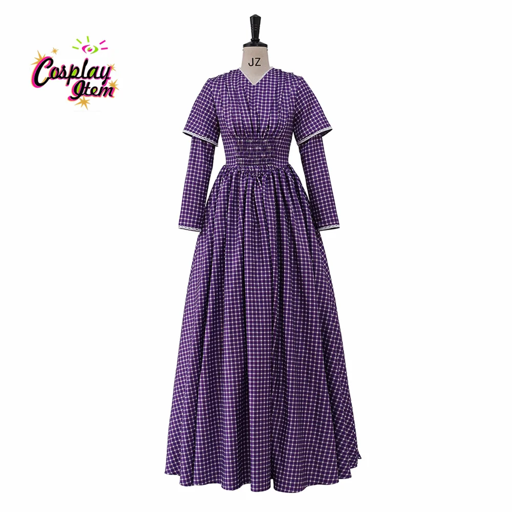 

Victorian 1860s Dress Civil War Dress Medieval Purple Plaid Dress Ball Gown Vintage Costumes Renaissance Historical Period Dress