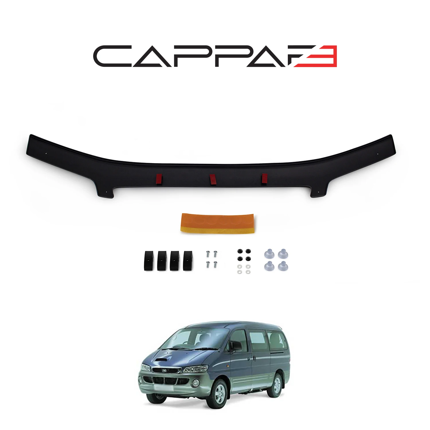 

FOR Hyundai Starex 2003 To 2008 Models Front Hood Protection Spoiler Front Bug Shield Hood Deflector Guard Glossy Black Sporty