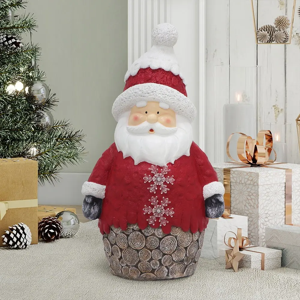 

Resin Christmas Santa Sculture With Led for Shelf Bookshelf Fireplace Mantle Home Decor Accents New Year Xmas Gift