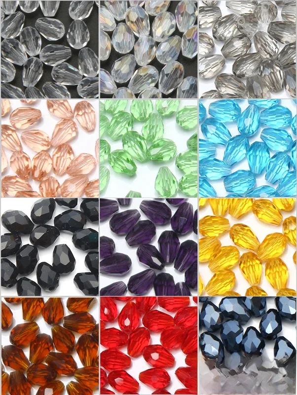 (65 sztuk/partia) 4x6mm Waterdrop fasetowane szklane kryształowe koraliki dystansowe do tworzenia biżuterii 17 kolorów — zdjęcie 2