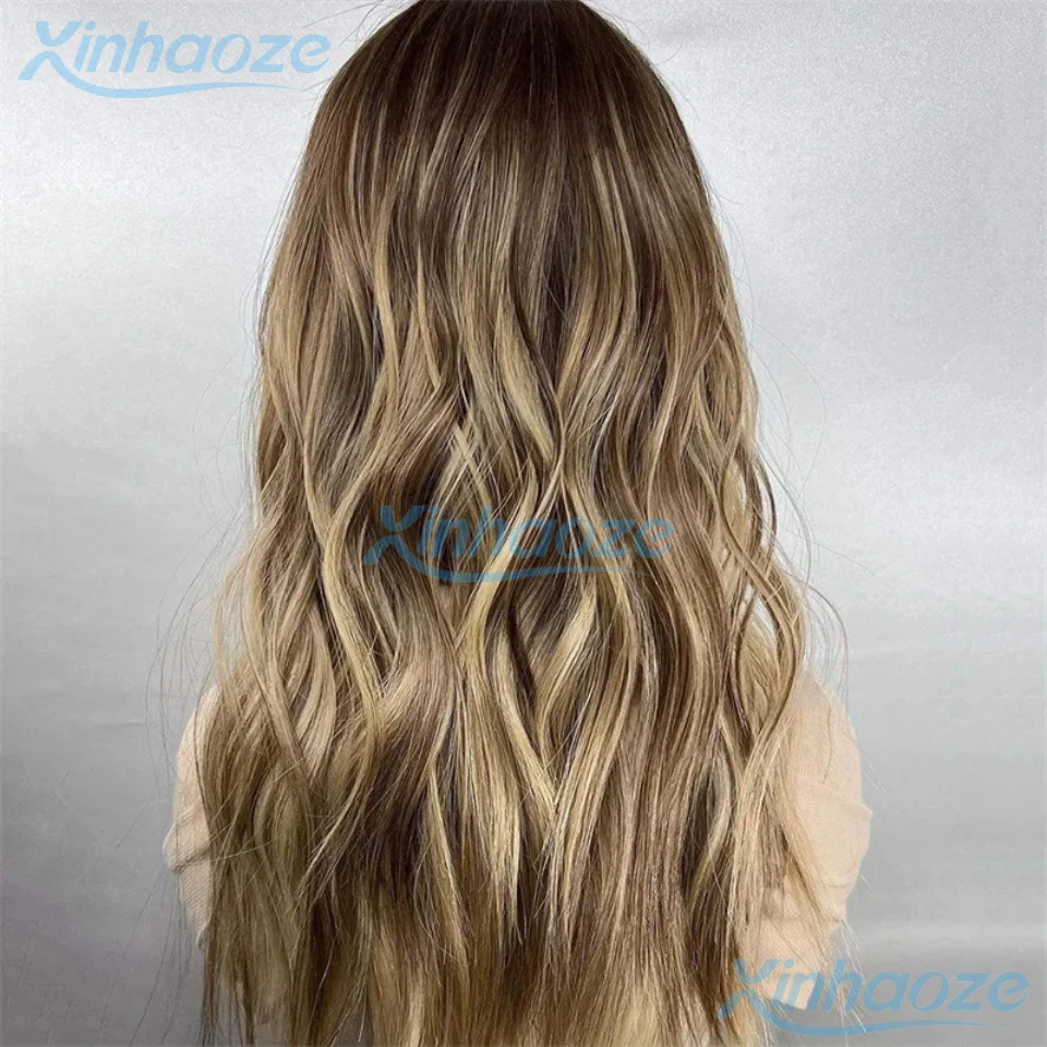 أشقر بني # 4/27 تسليط الضوء على الجسم شعر بشري مموج 5x5 الحرير إغلاق الباروكات قبل قطعها البرازيلي 13x6/360 الدانتيل الباروكات الأمامية #5