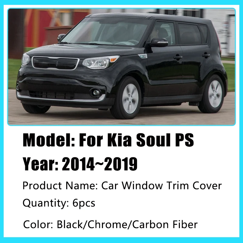 Car Sticker For Kia Soul PS 2014 2015 2016 2017 2018 2019 Window Pillar Post Door Trim B C Column Cover Glossy Auto Accessories